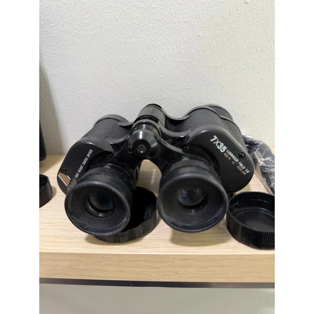3Com 7X35 Binoculars Luminous Field Optics with Carrying Case and Lens Caps